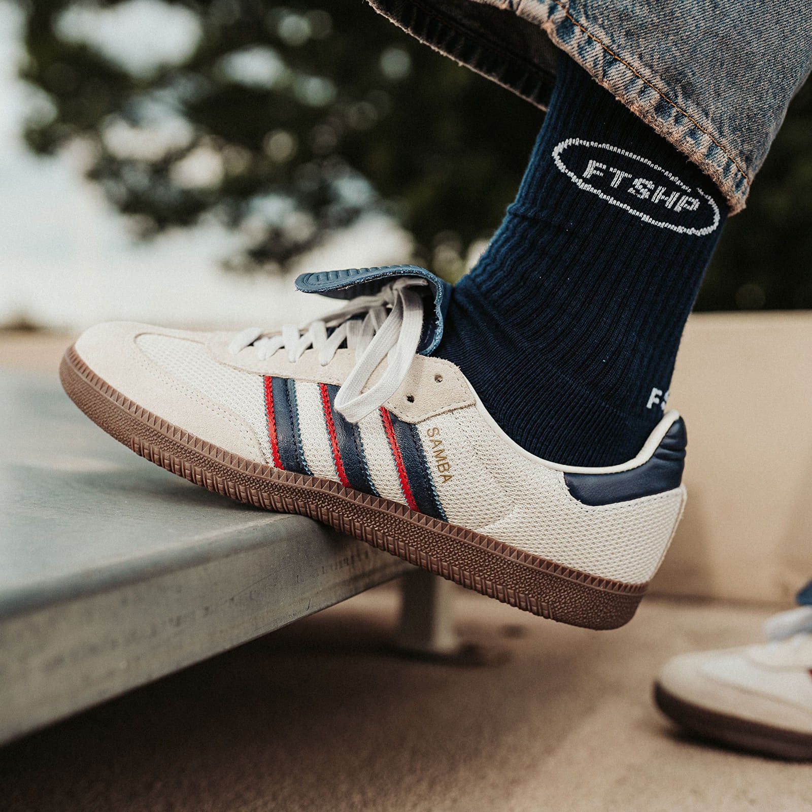 Adidas Samba LT "Crystal White Dark Blue" - CBM-KICKS.RO